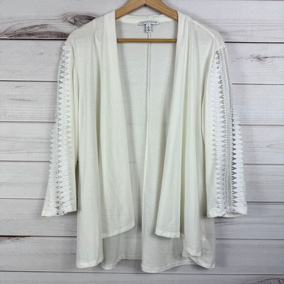 Women's Notations Ivory White Draped Open Cardigan Size Medium‎ - Picture 1 of 8